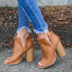 VICI Collection Duffy Peep Toe Bootie - Tan 5.5